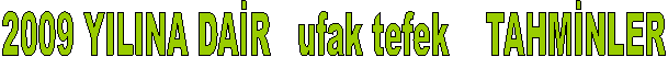 2009 YILINA DAİR ufak tefek TAHMİNLER