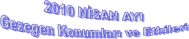 2010 N�SAN AYI
Gezegen Konumlar� ve Etkileri